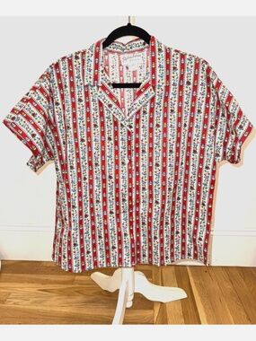 Stephen's Fashion Vintage Red Scribble Cuba Men’s Shirt Size L